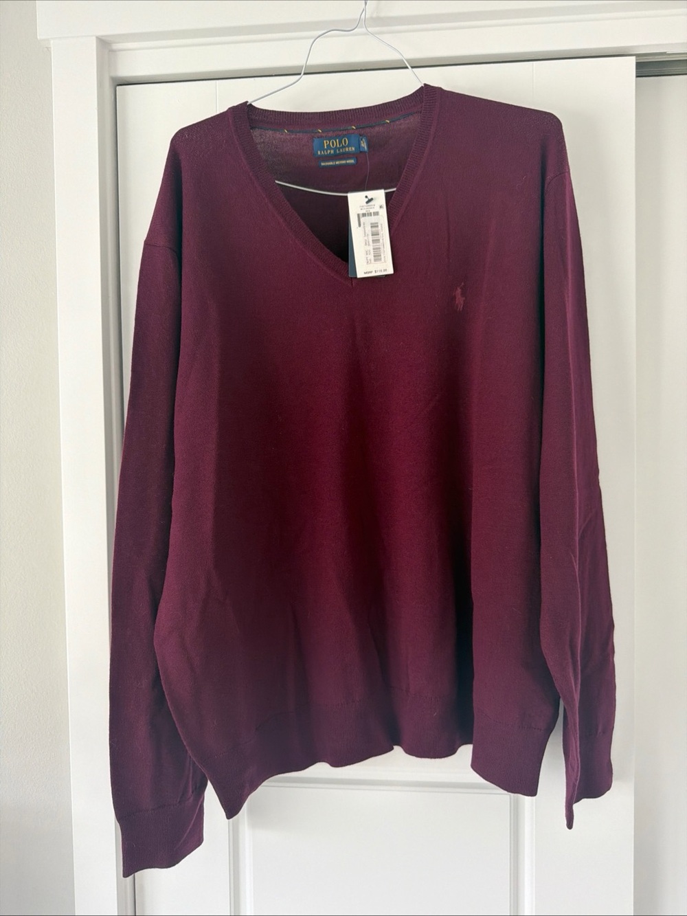 Polo Ralph Lauren NWT Classic V-Neck Sweater - Burgundy